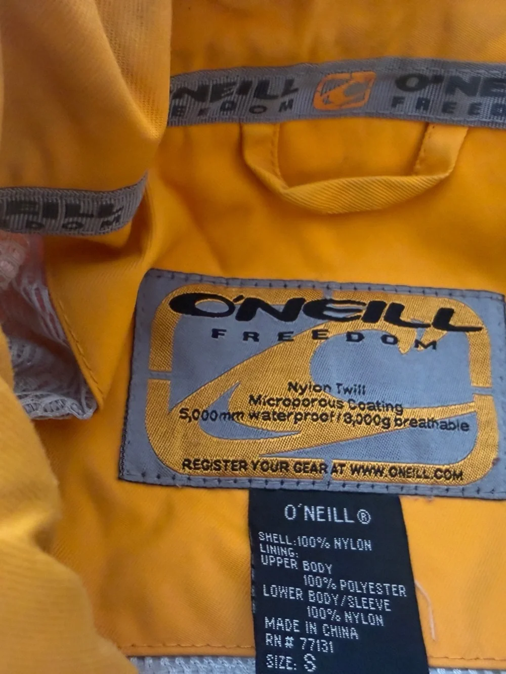 O'Neill Yellow and Tan Men's Raincoat